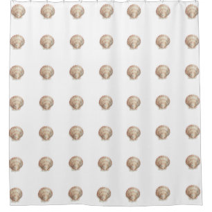 Pink and Cream Seashell Shower Curtain