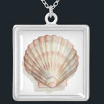 Pink and Cream Seashell Silver Plated Necklace<br><div class="desc">Megan Meagher loves to paint pictures of the beautiful ocean collections. She captures the most natural yet beautiful offers of nature in sea life. In this classic and simple painting, it captures the simplicity of a beautiful cream and pink seashell. Get this piece of fine art print today to add...</div>