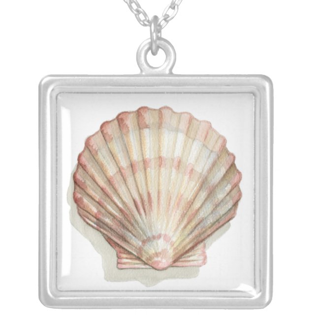 Pink and Cream Seashell Silver Plated Necklace (Front)