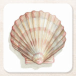 Pink and Cream Seashell Square Paper Coaster<br><div class="desc">Megan Meagher loves to paint pictures of the beautiful ocean collections. She captures the most natural yet beautiful offers of nature in sea life. In this classic and simple painting, it captures the simplicity of a beautiful cream and pink seashell. Get this piece of fine art print today to add...</div>