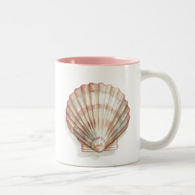 Pink and Cream Seashell Two-Tone Coffee Mug (Right)