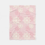 Pink And Cream Snowflake Fleece Throw Blanket at Zazzle