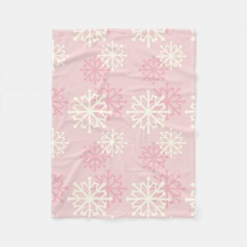 Pink And Cream Snowflake Fleece Throw Blanket by BellaMommyDesigns at Zazzle
