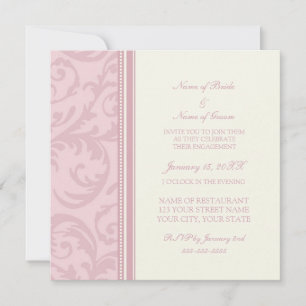 Pink and Cream Swirl Engagement Party Invitations