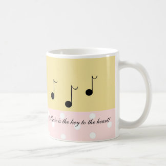 Pink and Cream With Black Musical Notes Coffee Mug