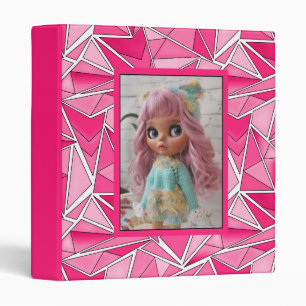 Pink and crimson geometric shapes pattern modern 3 ring binder