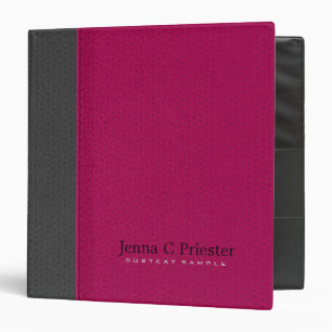 Pink And Dark Gray Stitched Leather Look Binder