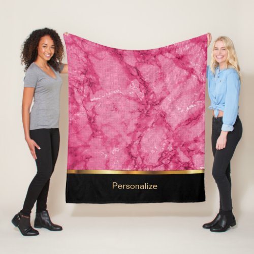 Pink and Dark Pink Marble Fleece Blanket