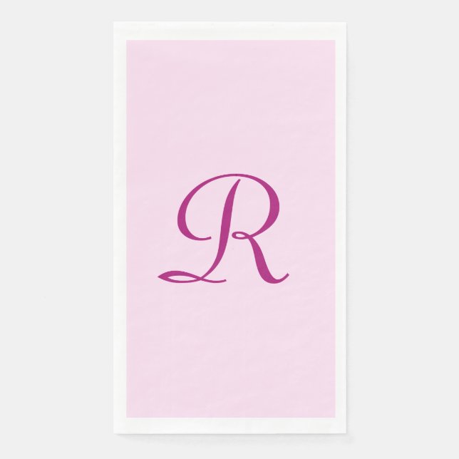 Pink and Dark Pink Monogram Paper Guest Towel (Front)