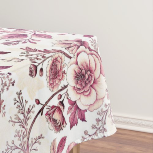 pink and dark red flowers tablecloth