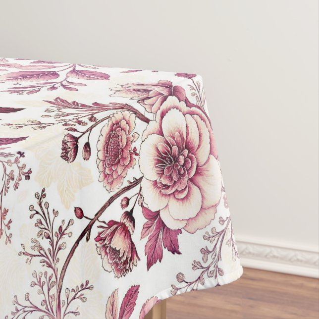 pink and dark red flowers tablecloth (In Situ)
