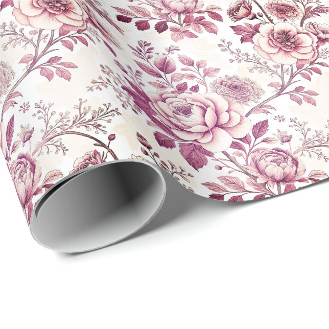 pink and dark red flowers wrapping paper (Roll Corner)