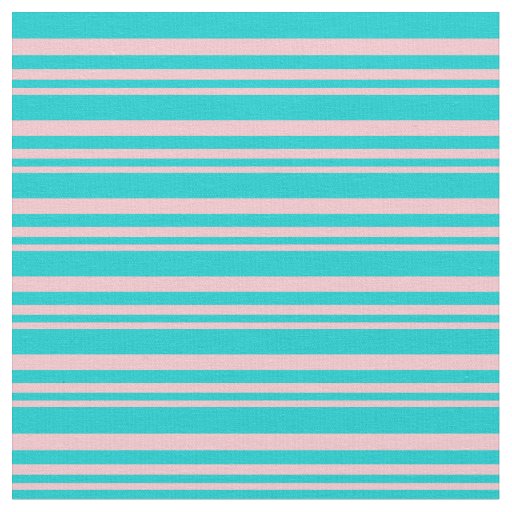 Pink and Dark Turquoise Colored Lines Fabric