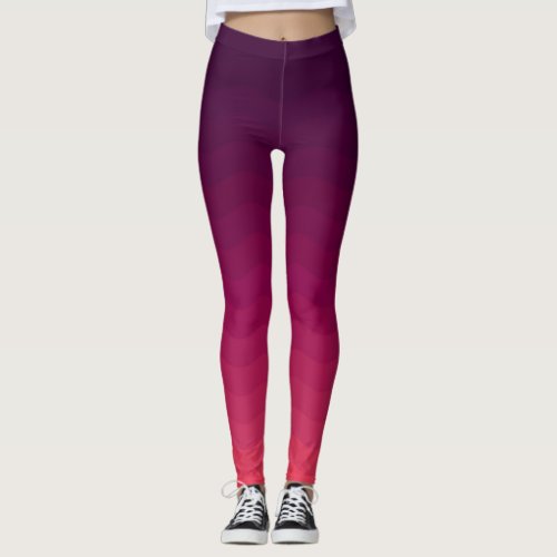Pink and Deep Purple Ombre Waves Leggings