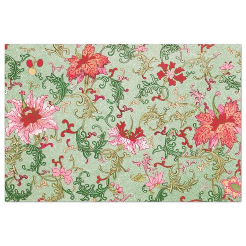 Pink and duck egg blue floral tissue tissue paper