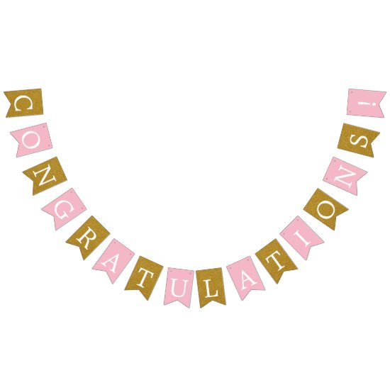 Pink and Faux Gold Congratulations Banner