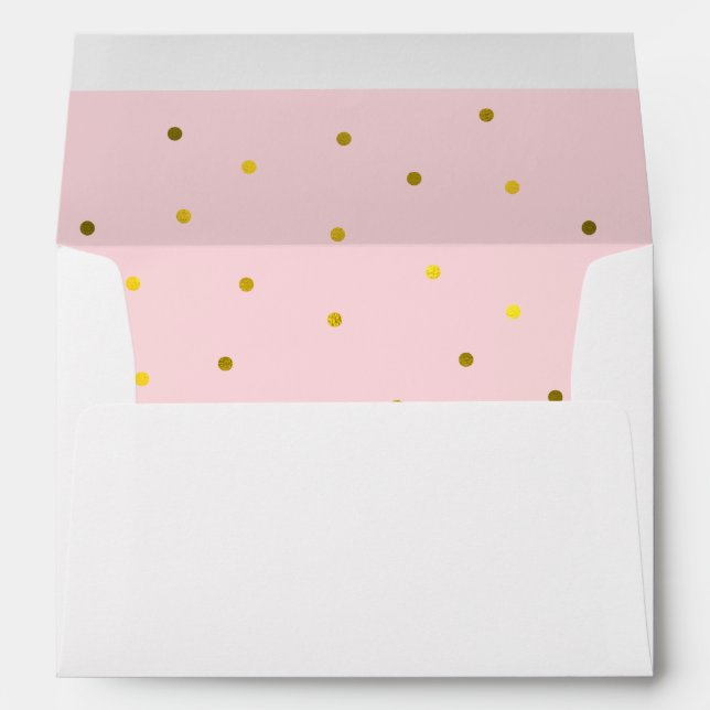 Pink and Faux Gold Foil Dots Envelope (Back (Bottom))