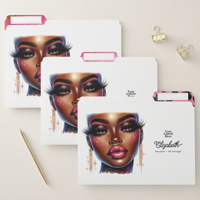 Pink and Faux Gold Foil Leopard Print Boss File Folder (Set)