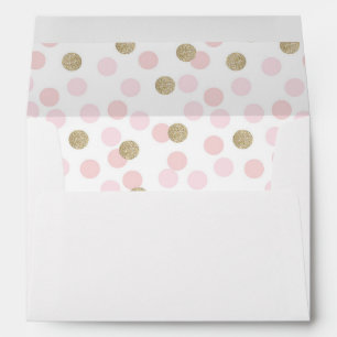 Pink and Faux Gold Glitter Polka Dot Envelope