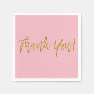 Pink and Faux Gold Thank You Gold Foil Napkins