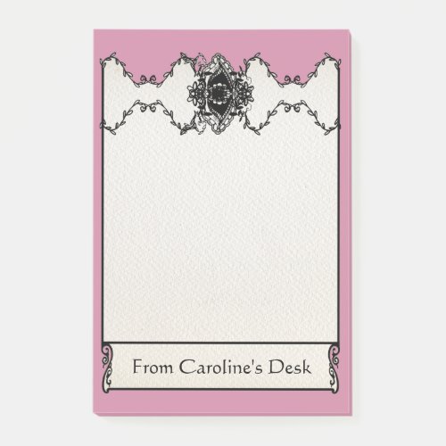 Pink and Feminine Filigree Framework Post_it Notes