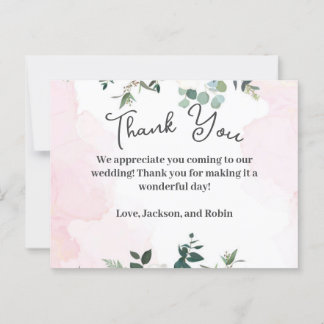 Pink and Floral Thank you Card