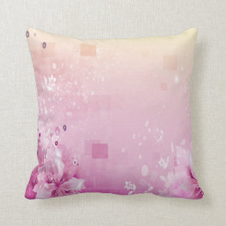 Pink and Floral Throw Pillow