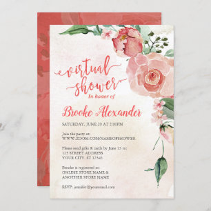 Pink and Floral Virtual Shower Invitation
