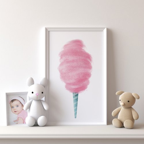 Pink and Fluffy Cotton Candy Nursery Artwork Poster