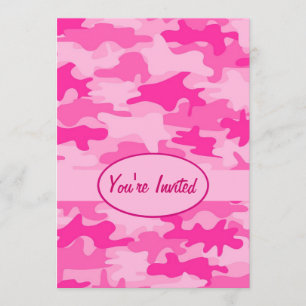 Pink and Fuchsia Camo Camouflage Party Event Invitation