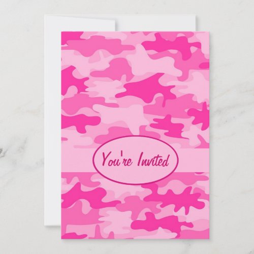 Pink and Fuchsia Camo Camouflage Party Event Invitation