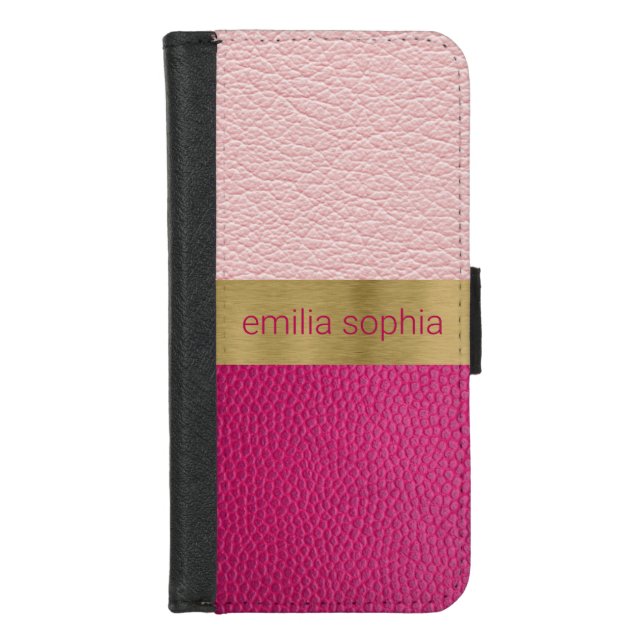 Pink and Fuchsia iPhone Wallet Case (Front)