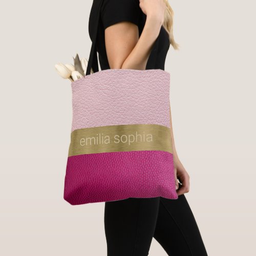 Pink and Fuchsia Look of Leather Tote Bag