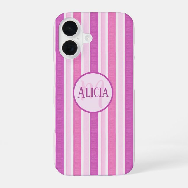 Pink and Fuchsia Stripes Iphone Case (Back)