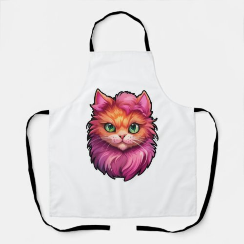 Pink and Ginger Green_eyed Cat   Apron