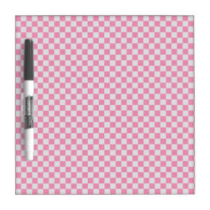 pink and gingham checkered pattern dry erase board