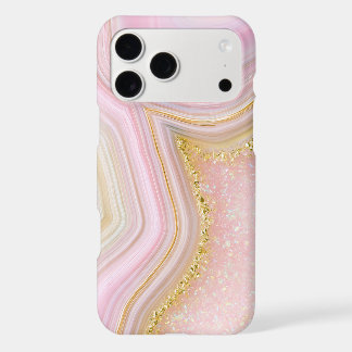 Pink and Glittery Gold Quartz Geode Glam Iphone 18 Pro Max Case