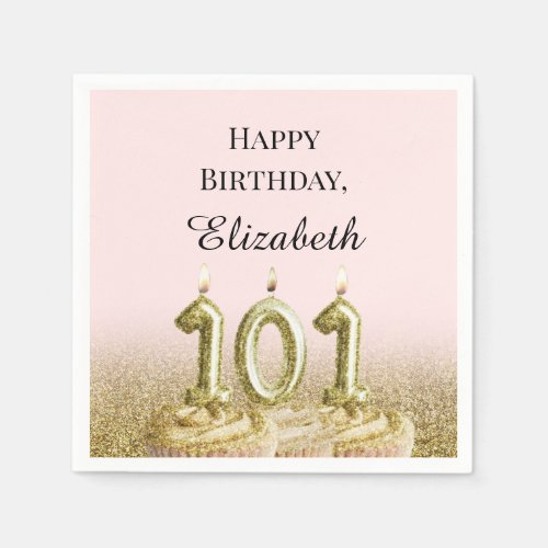 Pink and Gold 101st Birthday Napkins