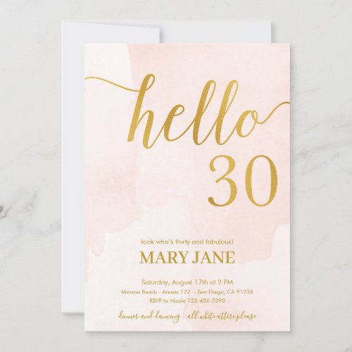 Pink and gold 30th birthday Invitation