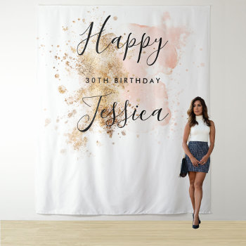 Pink And Gold 30th Birthday Photo Booth Backdrop by WordsandConfetti at Zazzle