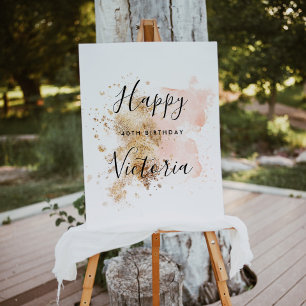 Pink And Gold 40Th Birthday Welcome Sign