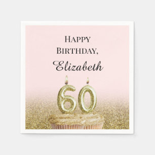 Pink and Gold 60th Birthday Napkins