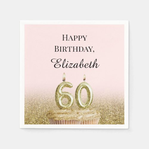 Pink and Gold 60th Birthday Napkins