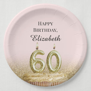 Pink and Gold 60th Birthday Plates