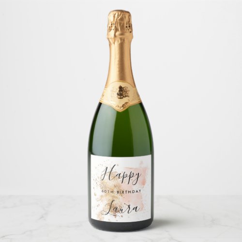 Pink And Gold 60Th Birthday Sparkling Wine Label