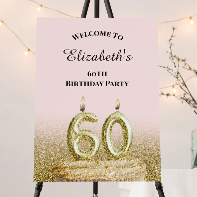Pink and Gold 60th Birthday Welcome Sign | Zazzle