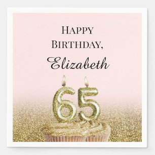 Pink and Gold 65th Birthday Napkins