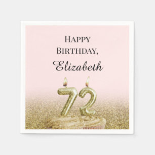 Pink and Gold 72nd Birthday Napkins