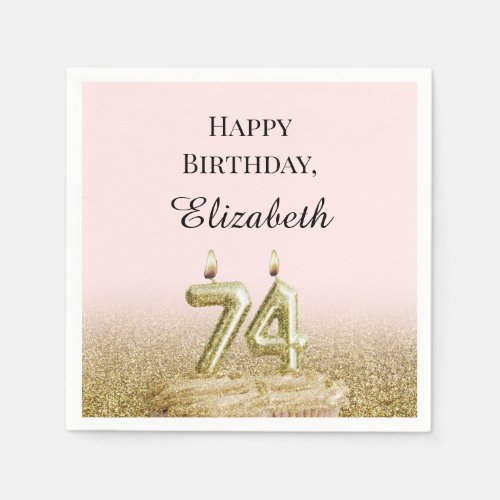 Pink and Gold 74th Birthday Napkins