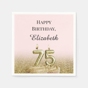 Pink and Gold 75th Birthday Napkins